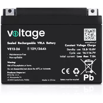 AGM baterija VOLTAGE 12V 26Ah VE12-26 (življenjska doba 6-9 let)