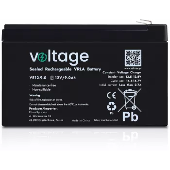 AGM baterija VOLTAGE 12V 9Ah VE12-9.0 (življenjska doba 6-9 let)
