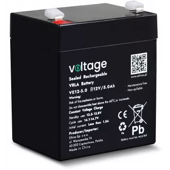 Voltage AGM baterija 12V 5Ah VE12-5.0 (življenjska doba 6-9 let)