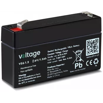 AGM baterija VOLTAGE 6V 1.2Ah VE6-1.2 (načrtovana življenjska doba 6-9 let)
