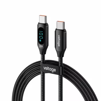 USB-C na USB-C kabel Voltage PowerDisplay 100W PD 1m, črn