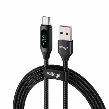 kabel USB-A na USB-C Voltage PowerDisplay 66W 100cm črn