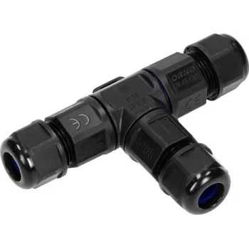 ORNO OR-AE-13602 T-spojnik IP68, 3x4mm², 450V/25A, črn