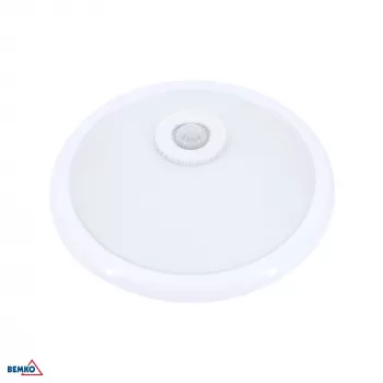 BEMKO TAZAN stropna svetilka s PIR senzorjem 2x40W E27 IP20 steklo+jeklo+plastika, bela