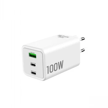 GRATEQ HALTI GaN PD/PPS 2x USB-C/1x USB-A 100W stenski polnilnik, črn