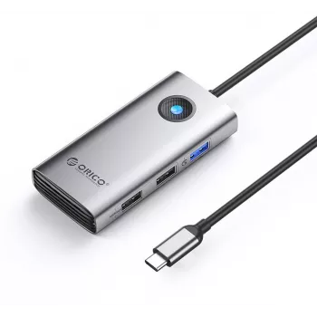 ORICO PW11-5P-GY-EP USB-C zvezdišče 5-v-1, 1x USB-A 3.0 5Gbps, 2x USB-A 2.0, HDMI 4K@30Hz, PD 60W, sivo