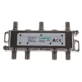AXING AX BVE 6-01 6-kratni TV/SAT razdelilnik, 75 Ohm, F-priključek, tlačno liti cink, črn