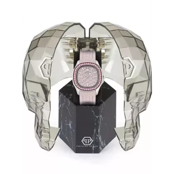 Philipp Plein ženska ura PWTAA0123 38mm kvarcna ura s črnim silikonskim pasom
