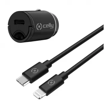 CELLY CCMINILIGHT – avtomobilski polnilnik USB-C + kabel USB-C na Lightning 20W [PRO POWER]