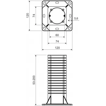 KOPOS KEZ_KB elektroinštalacijska doza za toplotno izolirane fasade, 120x120mm, siva/oranžna
