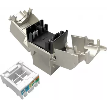 Solarix Cat.6A STP RJ45 keystone vtičnica brez orodja SXKJ-10G-STP-RAL-SA