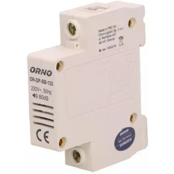 ORNO OR-DP-SB-133 žični vratni zvonec, DIN letev 1 modul, 230V AC, 85 dB, belo/sivo