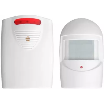 ORNO OR-MA-717 brezžični komplet zvonca s PIR senzorjem gibanja, 433 MHz, doseg 80 m, 32 melodij, IP44 senzor, bel