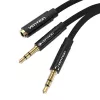 Vention BBLBAB 3,5 mm avdio razdelilni kabel, vtičnica na 2x vtič, 0,6 m, črn