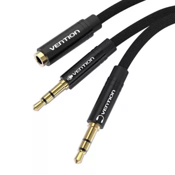 Vention BBLBAB 3,5 mm avdio razdelilni kabel, vtičnica na 2x vtič, 0,6 m, črn
