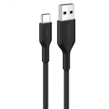Belkin BOOSTCHARGE pleten kabel USB-C na USB-A 2m črn