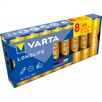 VARTA Longlife Power AA LR6 Mignon alkalne baterije, 8 kosov, blister