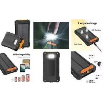LogiLink solarna power banka 10000 mAh, 20 W, črno-oranžna