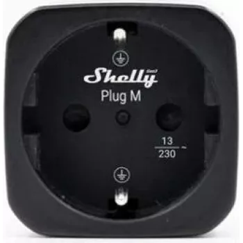 Shelly Plug M Gen3 črn pametni vtič s spremljanjem porabe energije, 13A, Wi-Fi in Bluetooth