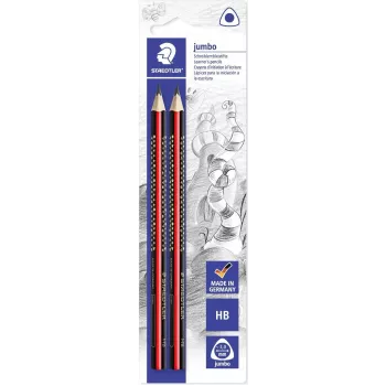 STAEDTLER Tradition Jumbo HB trikotni grafitni svinčniki, 2 kosa, črni s klasičnimi črtami