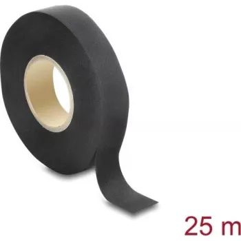 Delock tkaninski trak 25 m x 19 mm trganju odporen samolepilni črni