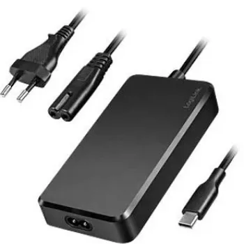 LogiLink 100W USB-C PD univerzalni napajalnik s fiksnim kablom, črn