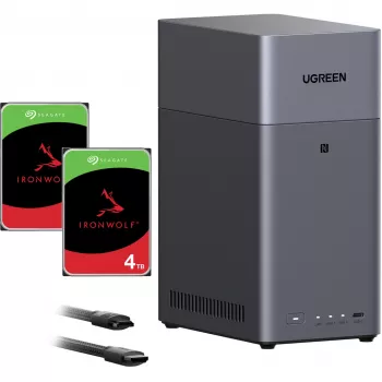 UGREEN DH2300 komplet z 2x Seagate IronWolf NAS 4TB CMR (črn)