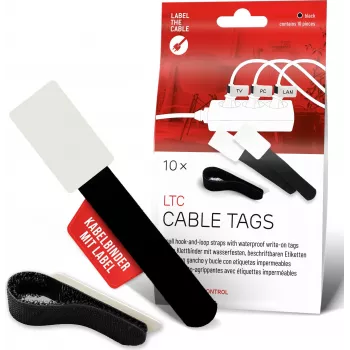 LABEL THE CABLE LTC 2610-10 kabelske vezice z ježkom za večkratno uporabo s poljem za označevanje, črne, 10 kosov