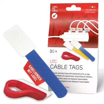 LABEL THE CABLE LTC 2630-30 kabelske vezice z ježkom za večkratno uporabo s poljem za označevanje, mešani set 30 kosov