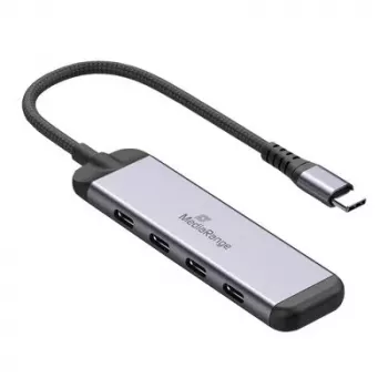 MEDIARANGE MRCS512 USB-C zvezdišče 4 vrata 3x USB-C 3.2 Gen 1 + 1x PD 100W srebrno