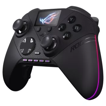 ASUS ROG Raikiri II Pro PC igralni krmilnik - Triple-Mode (USB-C, 2,4 GHz RF, Bluetooth 5.0), zaslon OLED, 4 programirljive ploščice, ESS-DAC, črna