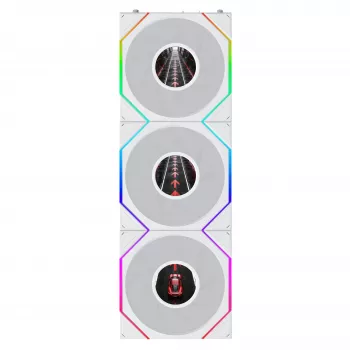 Lian Li UNI FAN TL120 LCD FLEX Wireless ARGB 120mm PWM ventilator za ohišje 3-Pack bel