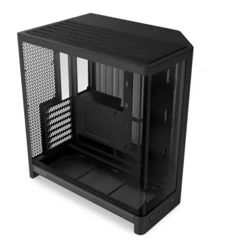 NZXT H6 2026 Mid-Tower Airflow igralno ohišje, črno, kaljeno steklo, 3x F120Q ventilatorji, USB-C, dvoprekatno