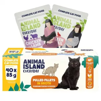 ANIMAL ISLAND Everyday mokra hrana za mačke v mešanih okusih, 40 x 85 g, popolna prehrana za odrasle mačke