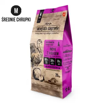 WZA WIEJSKA ZAGRODA puran z jabolkom Crunchy M - suha hrana za mladiče - 20 kg
