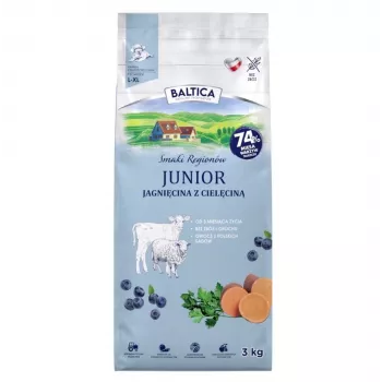 BALTICA Flavours of Regions Junior jagnjetina s teletino – brezžitna suha hrana za mladiče, 3 kg