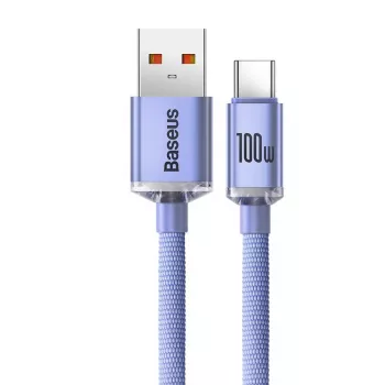 Baseus kabel USB-A na USB-C Crystal Shine 100W 2m vijoličen