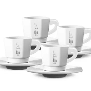 Bialetti RTATZ402 komplet skodelic za espresso, 4 kosi, bel porcelan, 75 ml