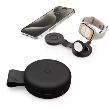 Twelve South ButterFly SE 2-in-1 Qi2 MagSafe polnilnik za iPhone in Apple Watch, črn