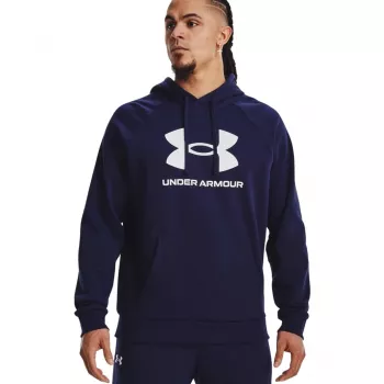Under Armour moška jopa s kapuco Rival Fleece Logo HD, mornarsko modra, srednja velikost
