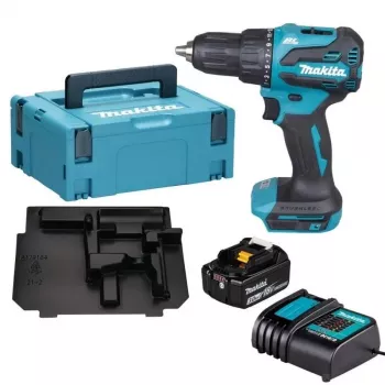 Makita DHP490SF1J 18V LXT brezkrtačni udarni vrtalnik z baterijo 3.0Ah, polnilnikom in kovčkom Makpac