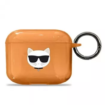 Karl Lagerfeld KLA3UCHFO ovitek za AirPods 3, oranžen, Choupette