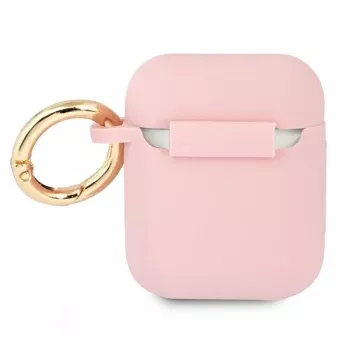 GUESS GUA2SSSI ovitek za AirPods 1/2, roza silikon Vintage Script