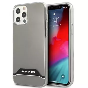 AMG AMHCP12MTCBW trda lupina za iPhone 12/12 Pro, prozorna, elektroplatirana črno-bela