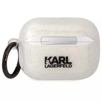 Karl Lagerfeld KLAPHNKCTGT ovitek za AirPods Pro, prozoren, bleščeč, Karl & Choupette