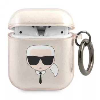 Karl Lagerfeld KLA2UKHGD ovitek za AirPods 1/2 zlat bleščice Karl Head