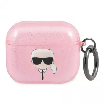 Karl Lagerfeld KLA3UKHGP ovitek Glitter Karl's Head za AirPods 3 – roza