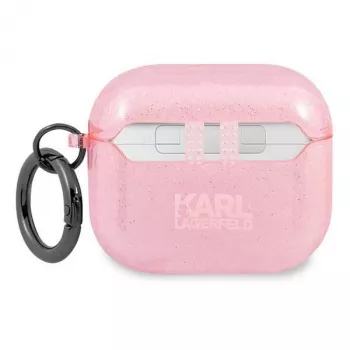 Karl Lagerfeld KLA3UKHGP ovitek Glitter Karl's Head za AirPods 3 – roza