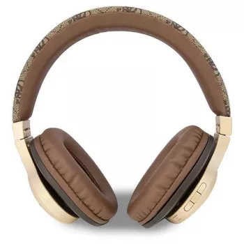 GUESS 4G Script Metal Logo brezžične naglavne slušalke Bluetooth 5.3 rjave