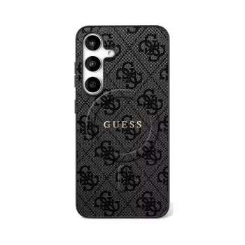 GUESS 4G Ring Classic Logo MagSafe ovitek za Samsung Galaxy S25 FE, črn